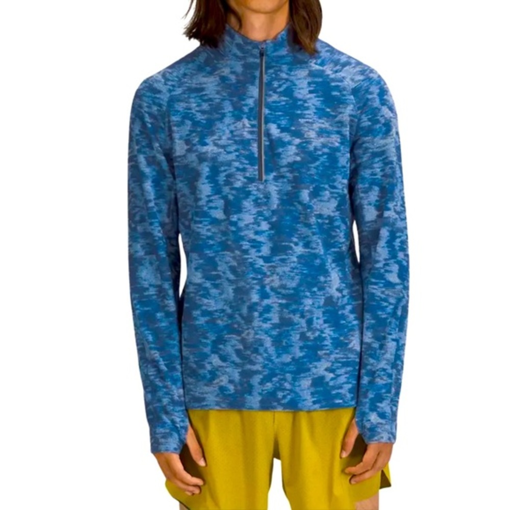 Lululemon Surge Warm Half Zip Fleece Pullover Blue Camo Men’s Size Small - Picture 1 of 4